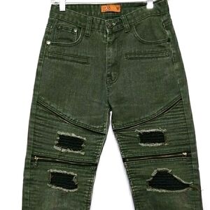 1738 Dynasty Jeans 18 Destroyed Moto Straight Leg 27x27